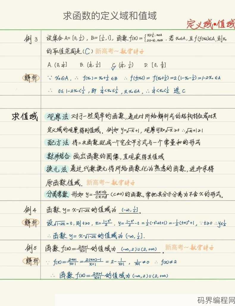 求函数定义域的一般方法