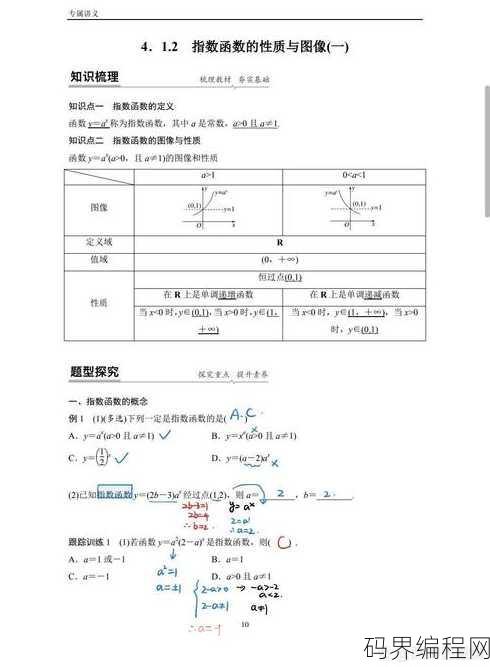 指数函数公式大全表格