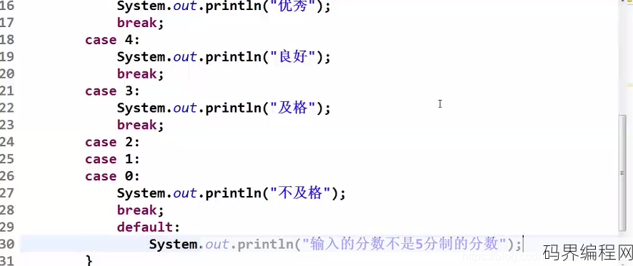 switch语句判断成绩java