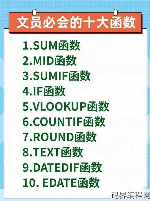 excel中常用的函数有哪些