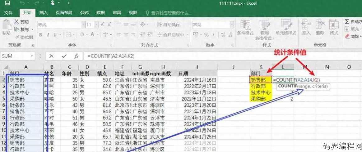 count和countif的操作，Excel中Count与Countif函数应用技巧对比