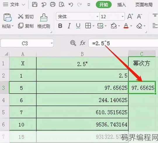 幂函数公式excel