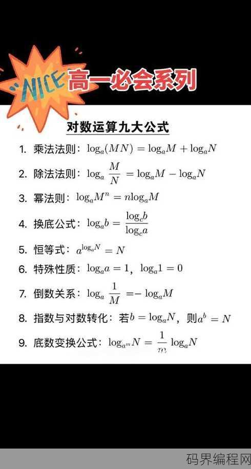 log公式一览表，数学常用对数公式速查表
