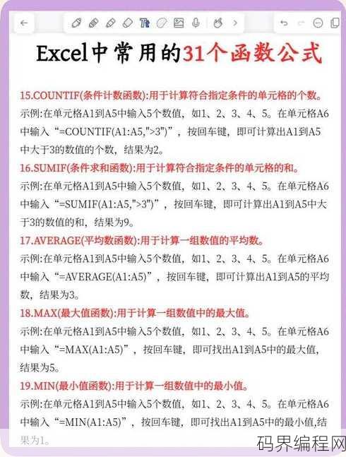 常用的函数公式excel