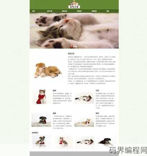 宠物网页设计模板，萌宠乐园——宠物主题网页设计模板