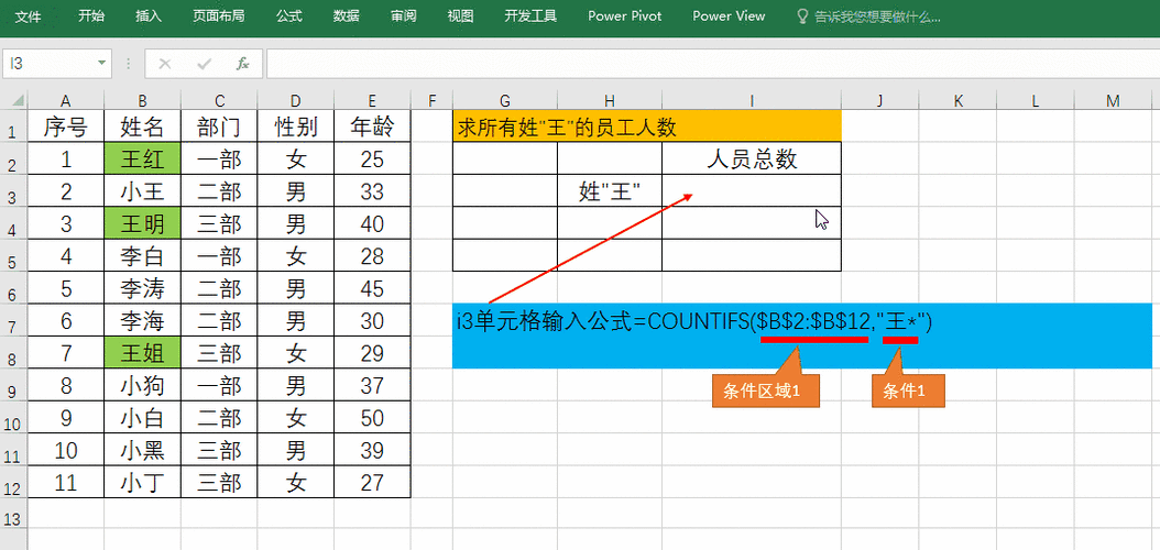 countifs函数的使用方法举例