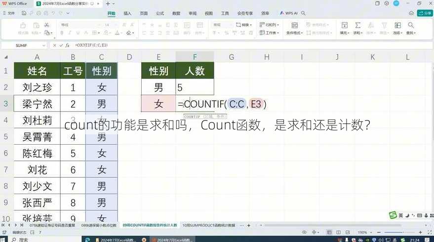 count的功能是求和吗
