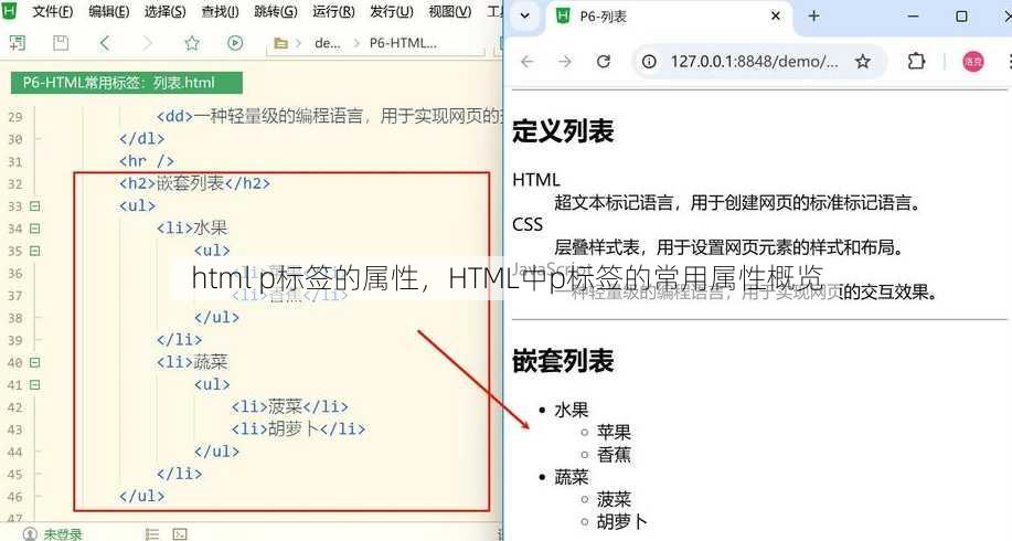html p标签的属性
