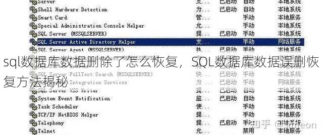 sql数据库数据删除了怎么恢复