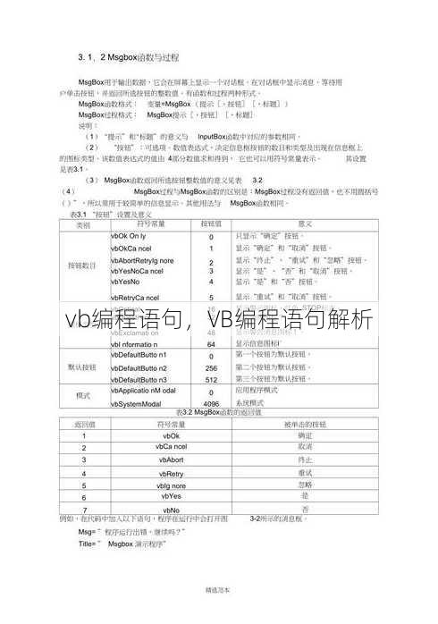 vb编程语句，VB编程语句解析