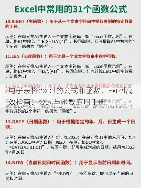 电子表格excel的公式和函数