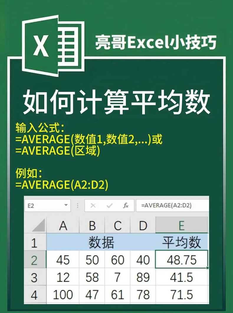 average函数计算平均值（average函数计算平均值保留两位小数）