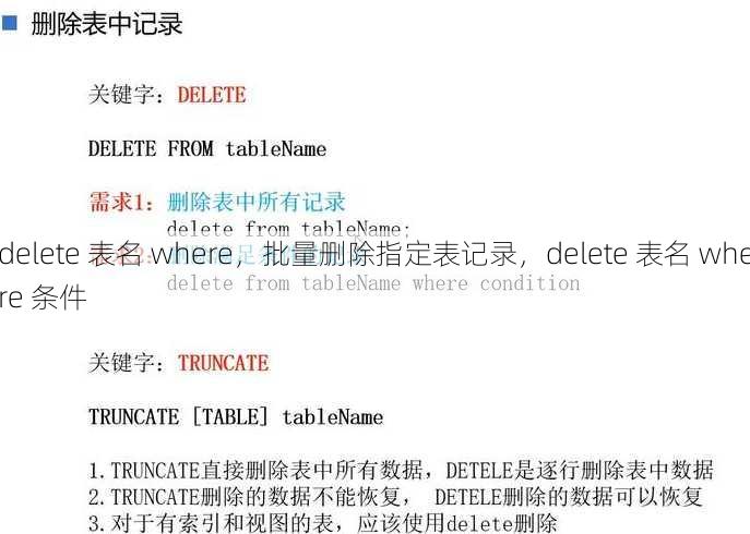 delete 表名 where