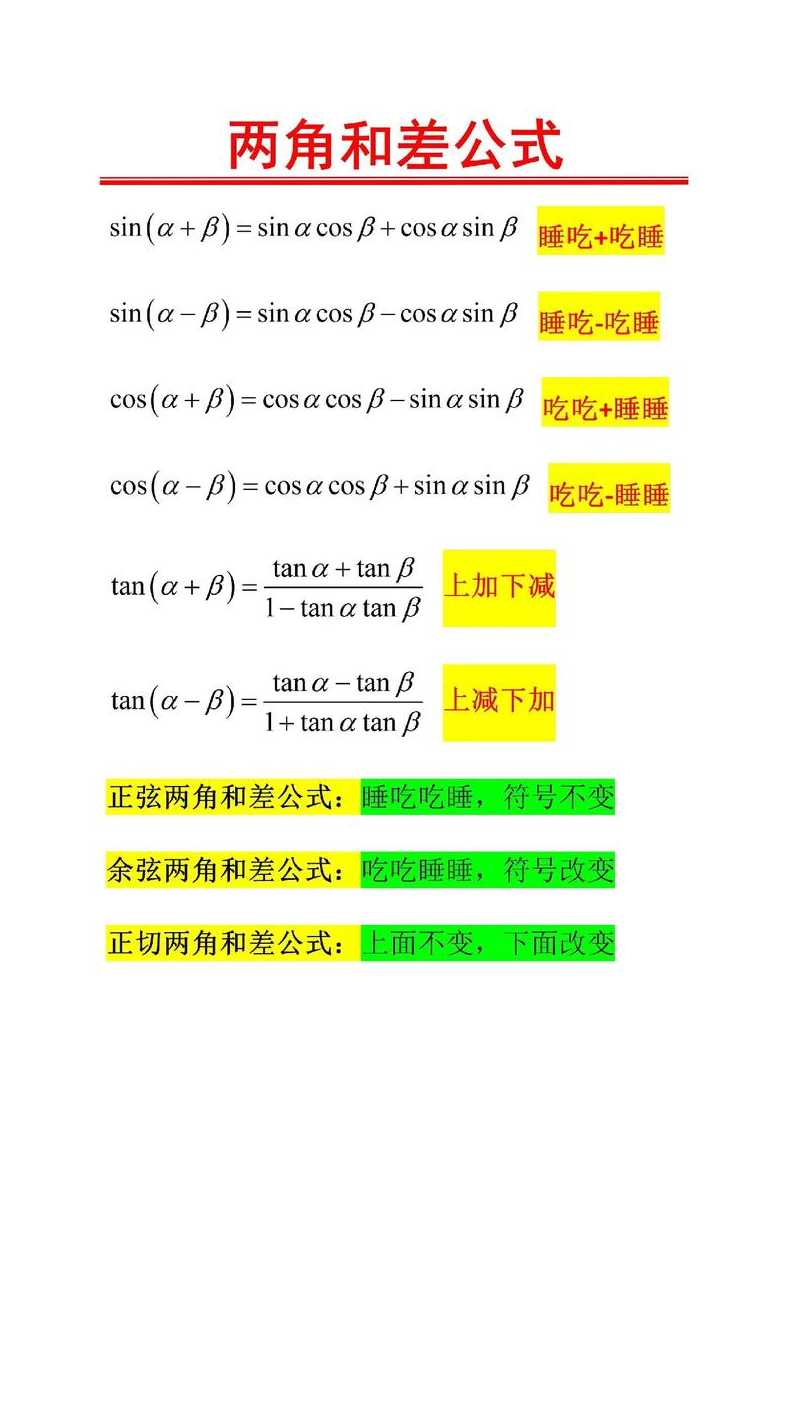 三角函数公式二倍角公式（三角函数公式倍角公式和角差角公式）