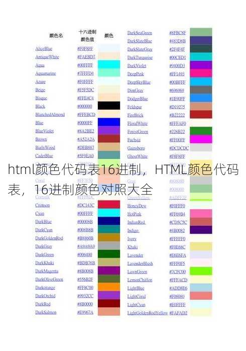 html颜色代码表16进制