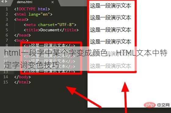 html一段字中某个字变成颜色