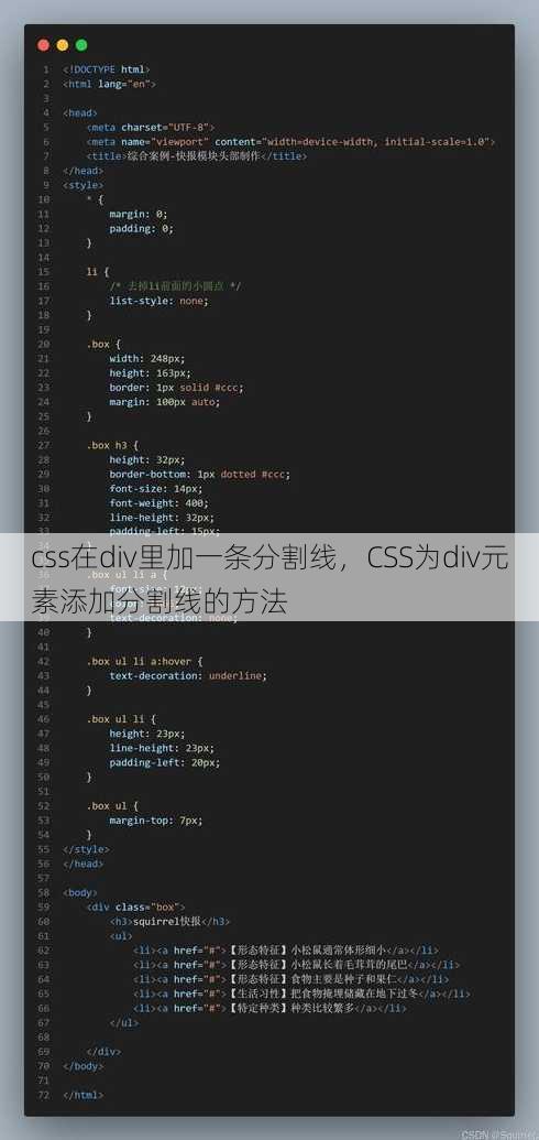 css在div里加一条分割线