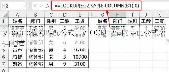 vlookup横向匹配公式