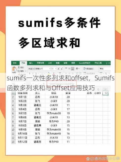 sumifs一次性多列求和offset