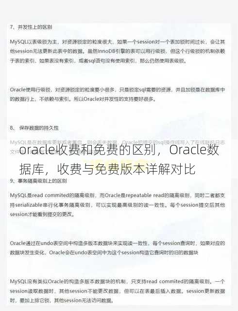 oracle收费和免费的区别