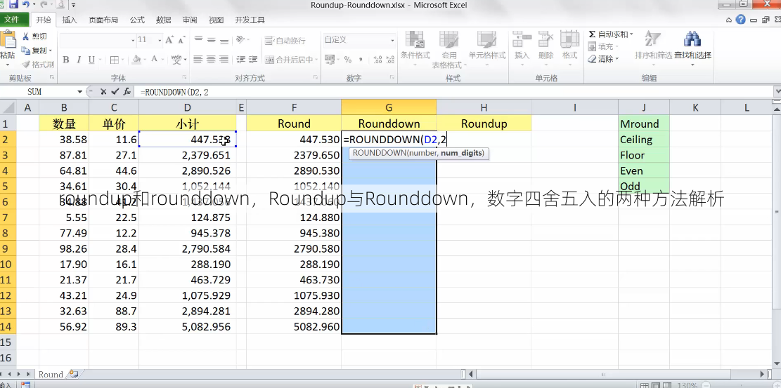 roundup和rounddown