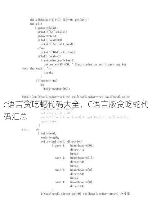 c语言贪吃蛇代码大全
