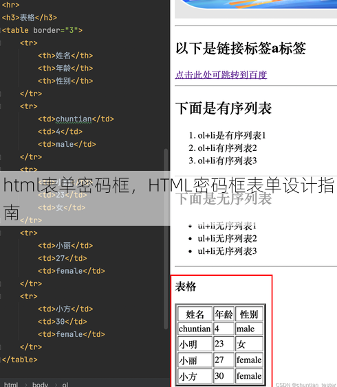 html表单密码框