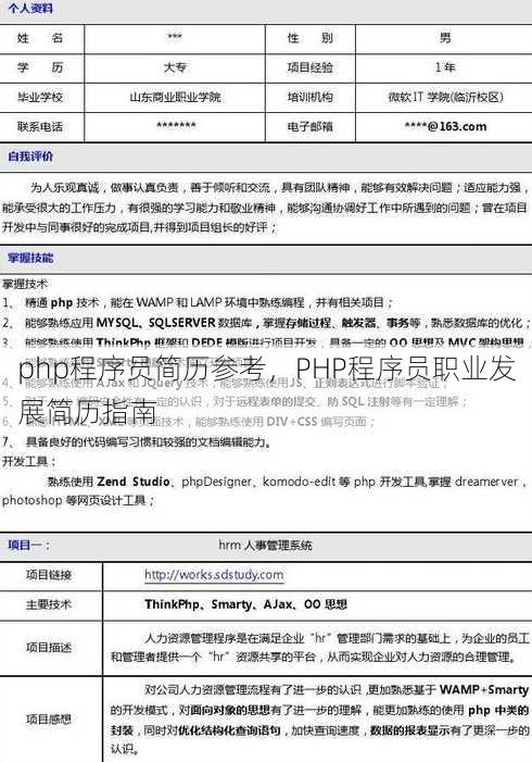 php程序员简历参考