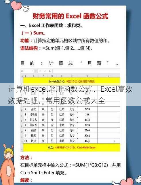 计算机excel常用函数公式