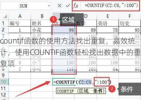 countif函数的使用方法找出重复
