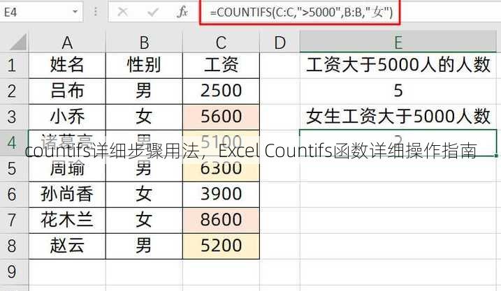 countifs详细步骤用法