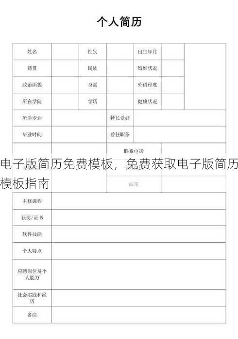 电子版简历免费模板