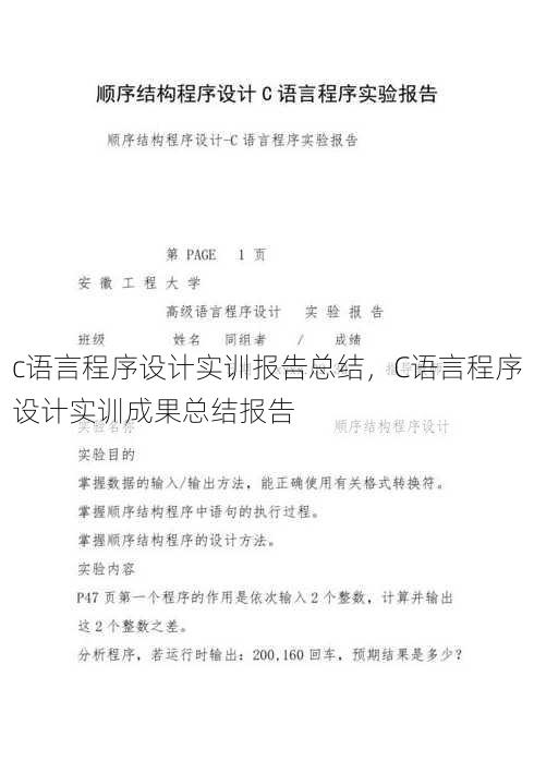 c语言程序设计实训报告总结