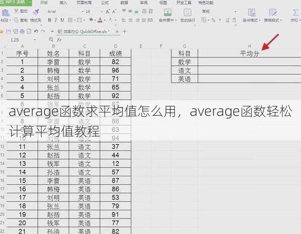 average函数求平均值怎么用