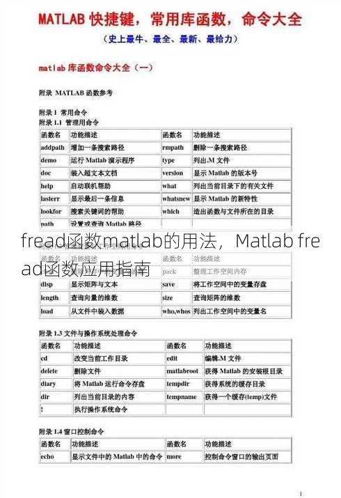fread函数matlab的用法