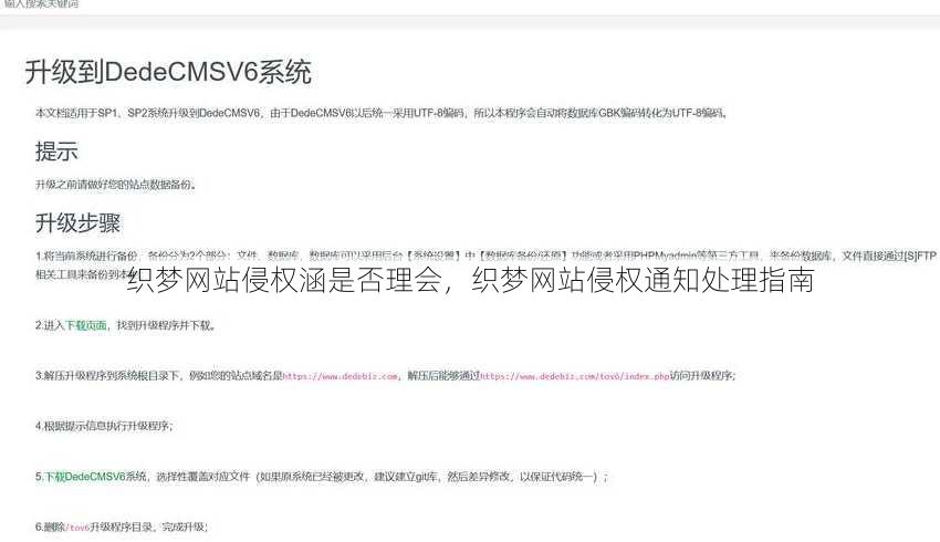 织梦网站侵权涵是否理会