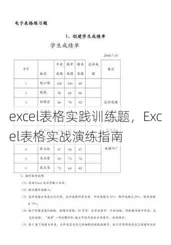 excel表格实践训练题