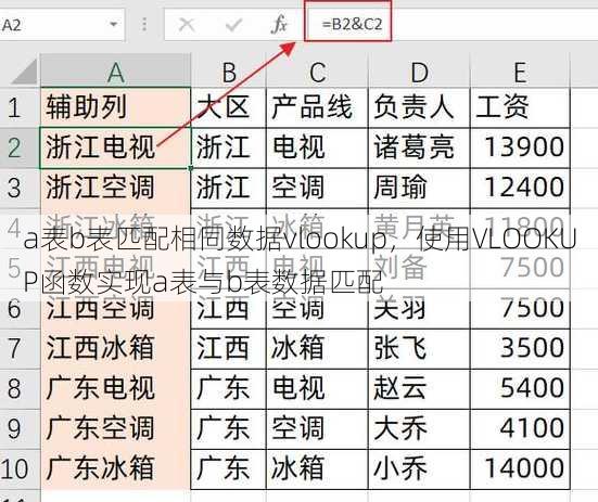 a表b表匹配相同数据vlookup