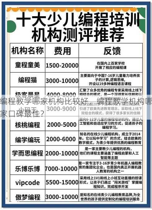 编程教学哪家机构比较好