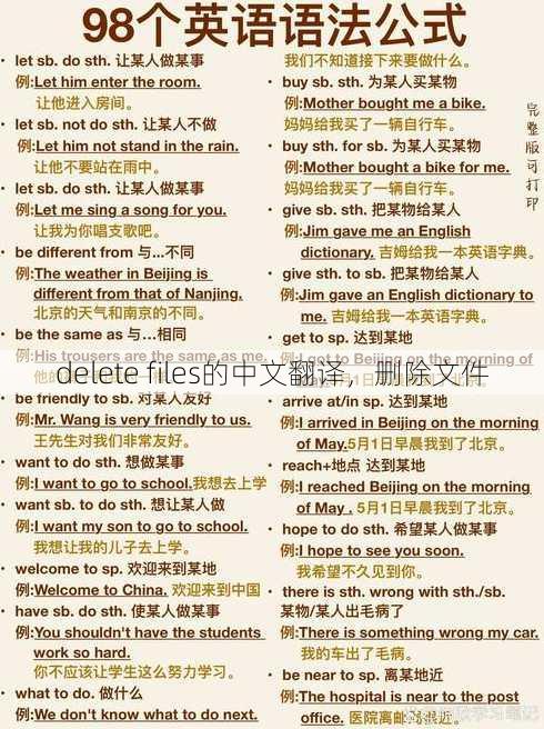 delete files的中文翻译