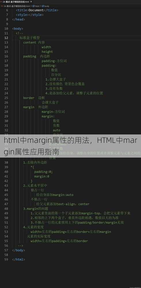 html中margin属性的用法