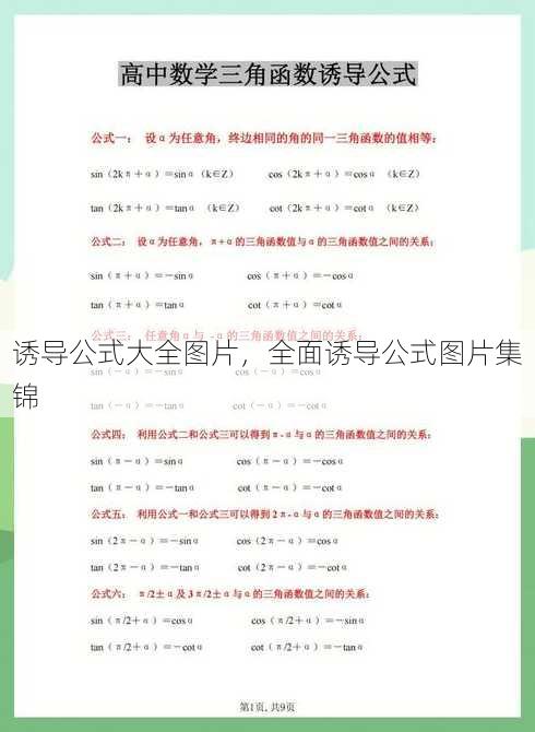 诱导公式大全图片