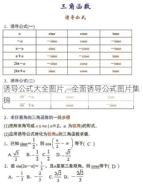 诱导公式大全图片