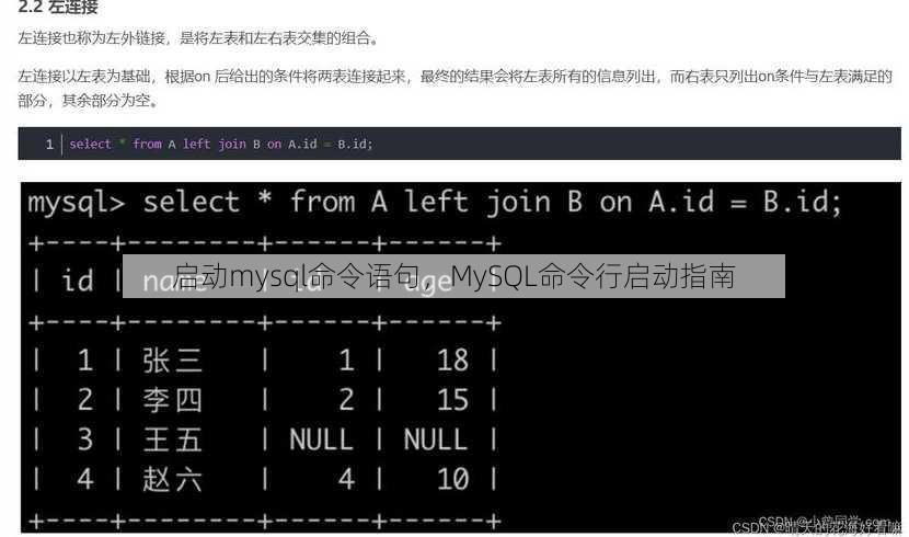 启动mysql命令语句