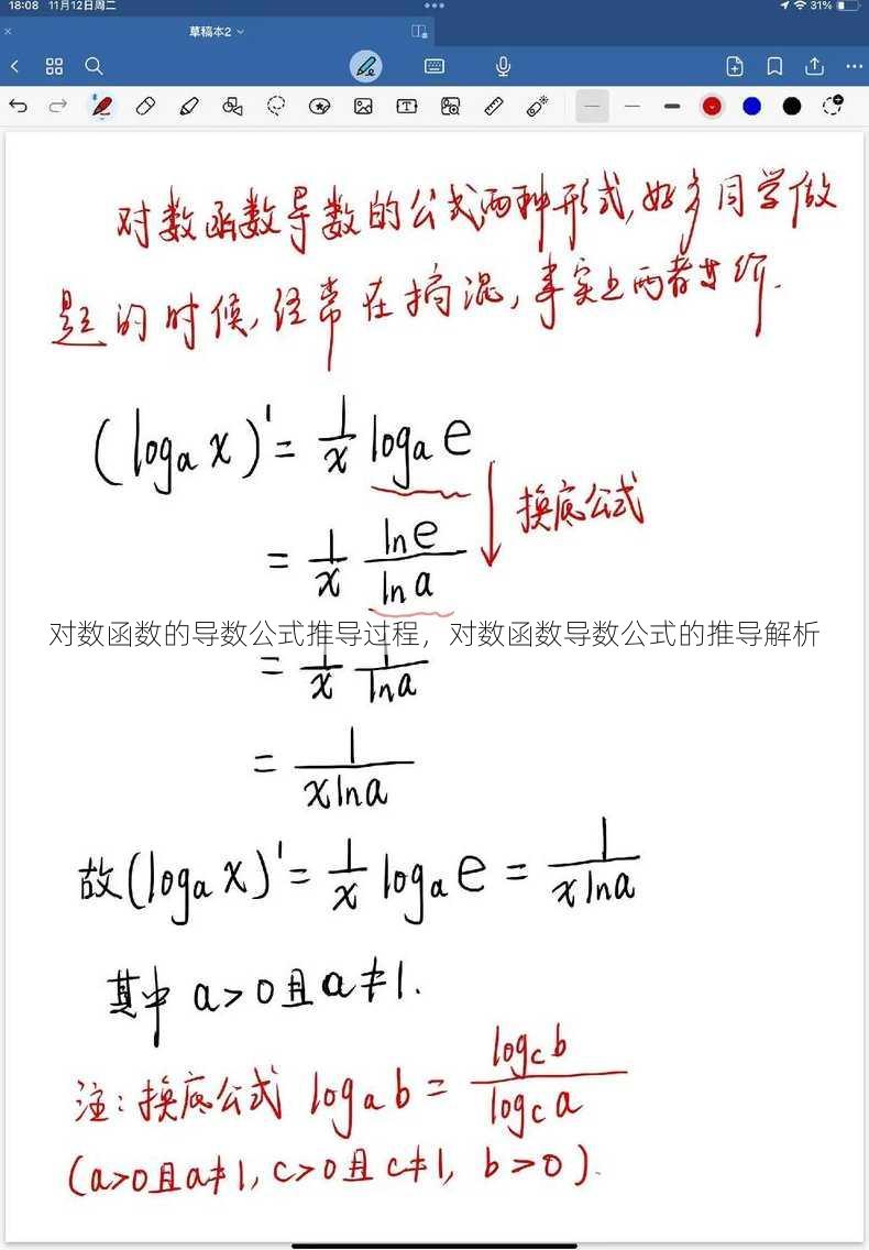 对数函数的导数公式推导过程