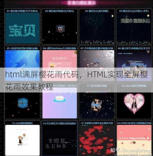 html满屏樱花雨代码