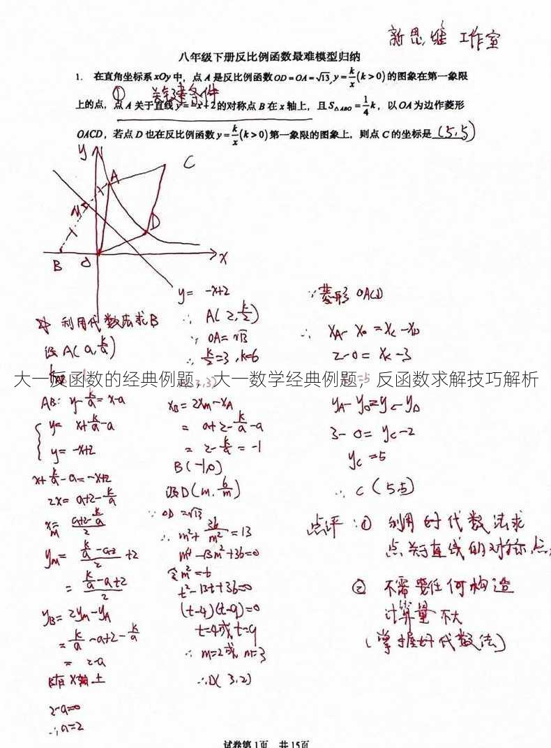 大一反函数的经典例题