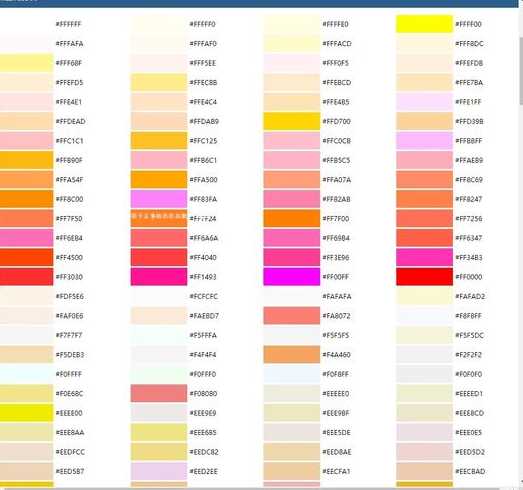 fontcolor的颜色代码（fontcolor属性）