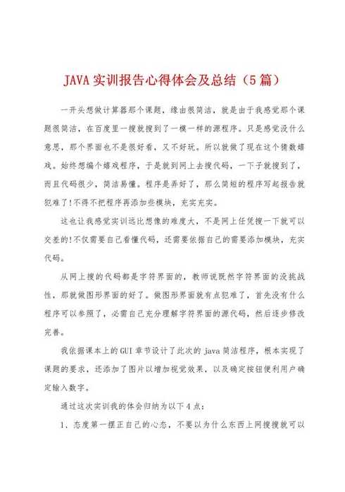 java实训总结和心得（java实训心得300字）