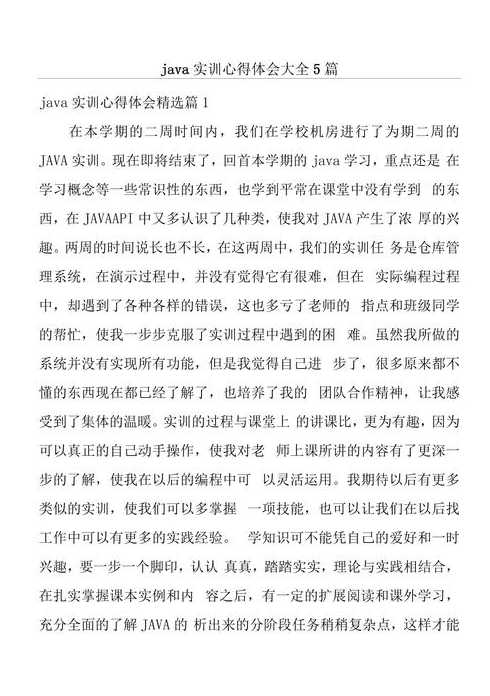 java实训总结和心得（java实训心得300字）